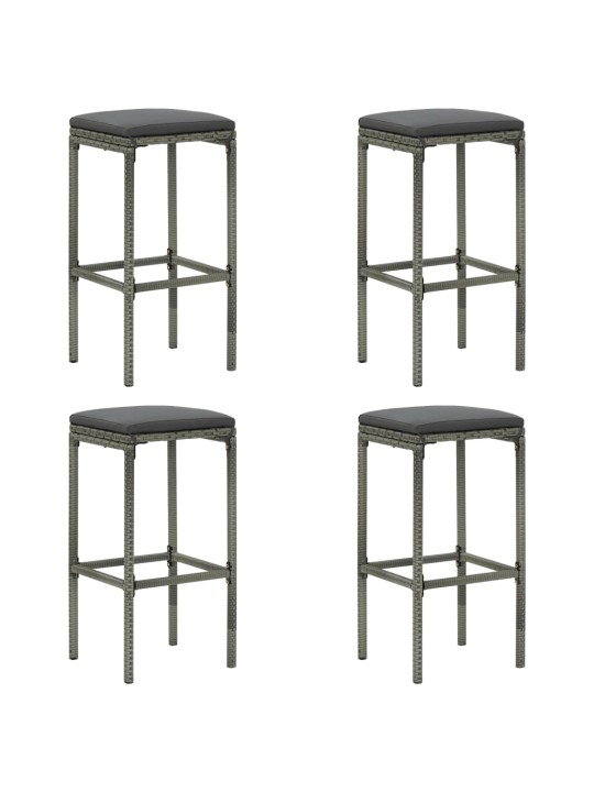 9dílný zahradní barový set s poduškami polyratan šedý
