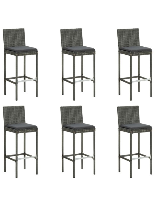 7dílný zahradní barový set s poduškami polyratan šedý