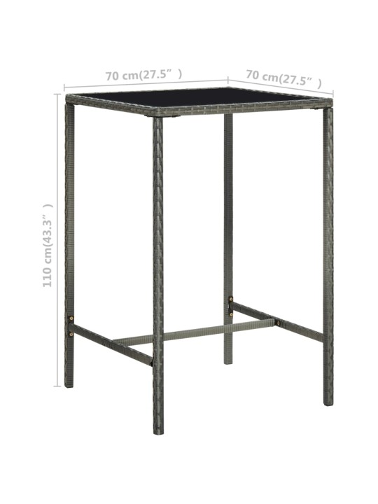 3dílný zahradní barový set polyratan šedý