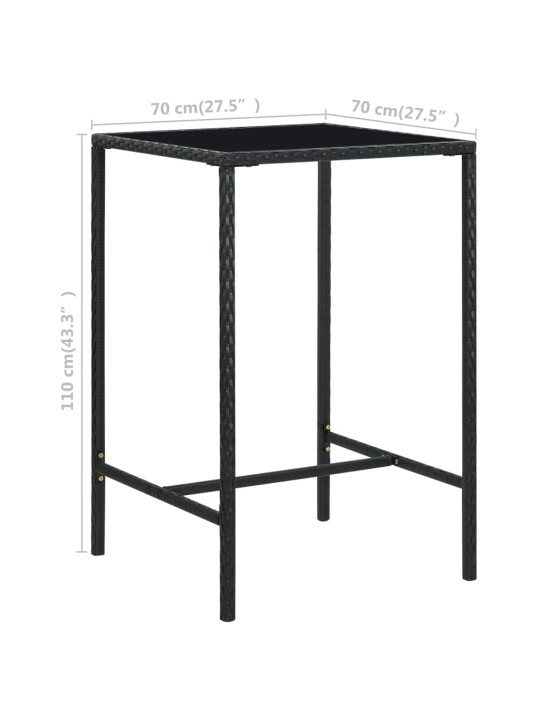 5dílný zahradní barový set polyratan černý