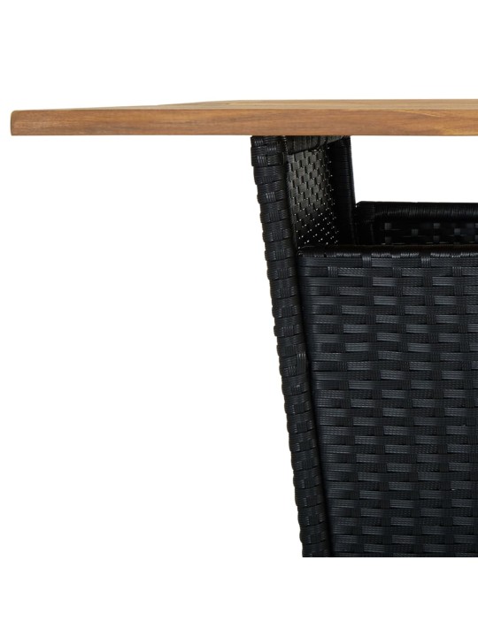 9dílný zahradní barový set s poduškami polyratan černý
