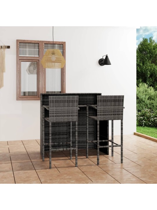 3dílný zahradní barový set šedý