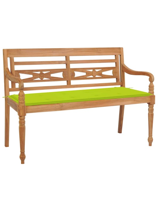 Lavice batavia s jasně zelenou poduškou 120 cm masivní teak