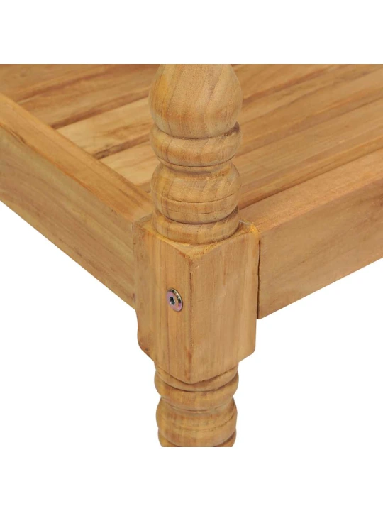 Lavice batavia s šedou károvanou poduškou 120 cm masivní teak