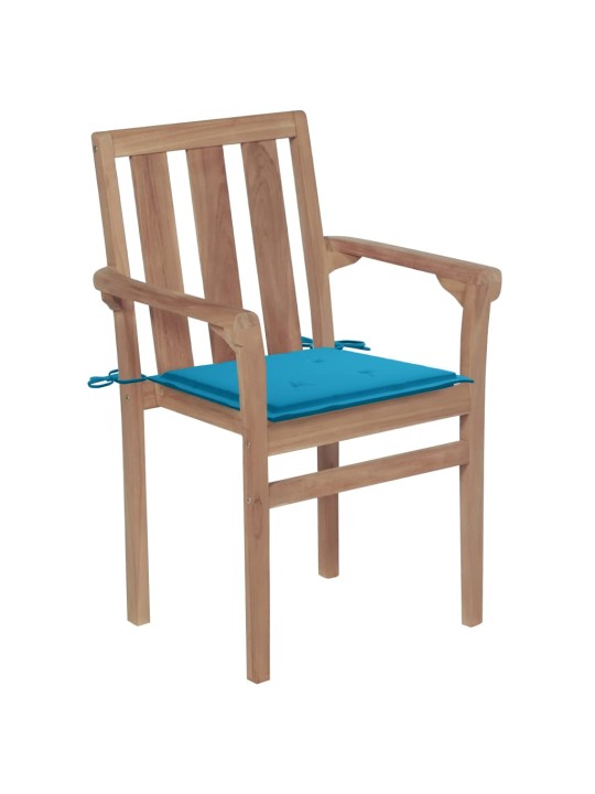 Zahradní židle 2 ks s modrými poduškami masivní teak