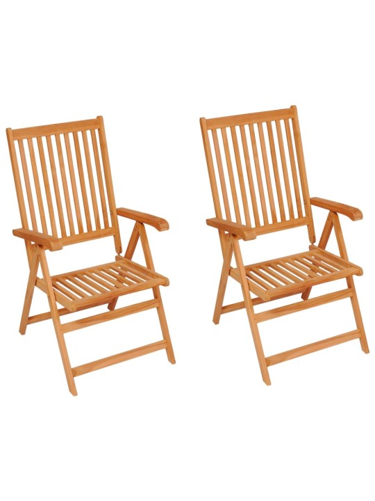 Zahradní židle 2 ks se zelenými poduškami masivní teak