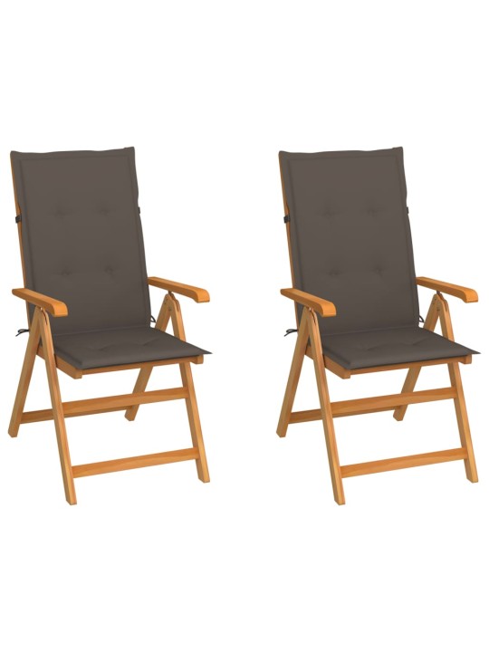 Zahradní židle 2 ks s taupe poduškami masivní teak