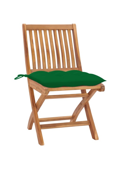 Zahradní židle 2 ks zelené podušky masivní teak