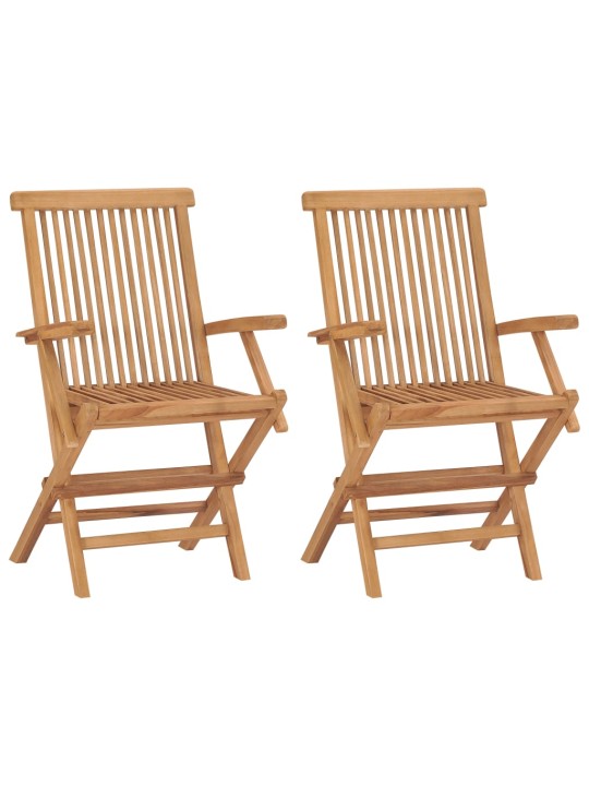 Zahradní židle se zelenými poduškami 2 ks masivní teak