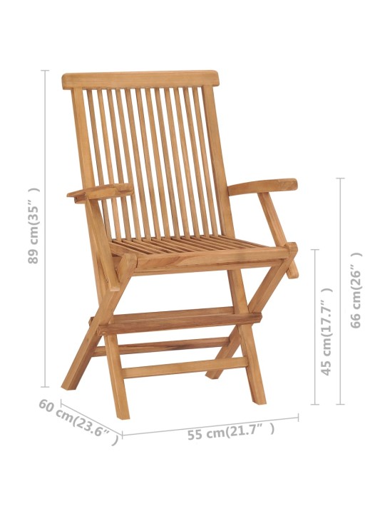 Zahradní židle s vínovými poduškami 2 ks masivní teak