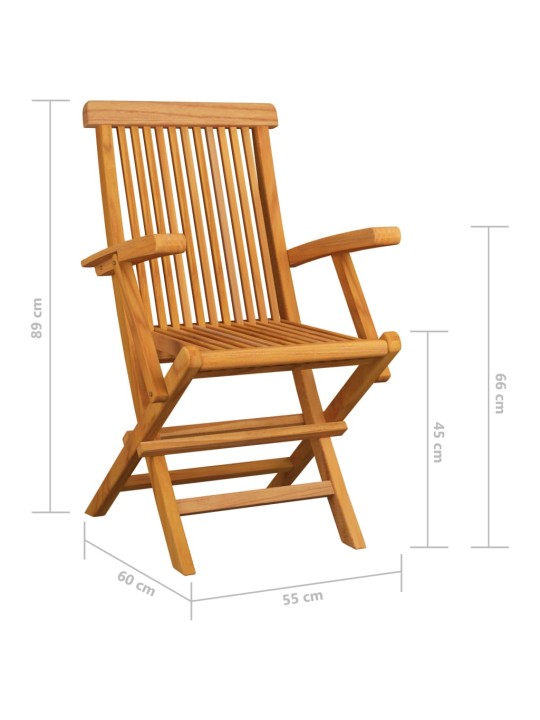 Zahradní židle červené kárované podušky 3 ks masivní teak
