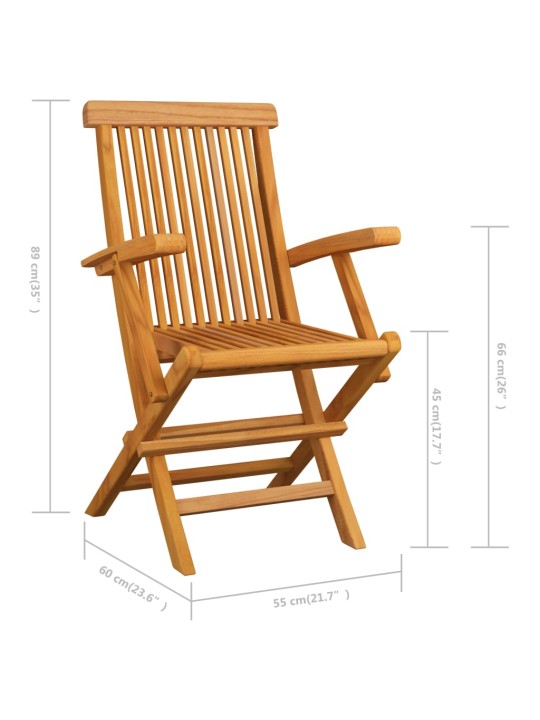 Zahradní židle s modrými poduškami 3 ks masivní teak