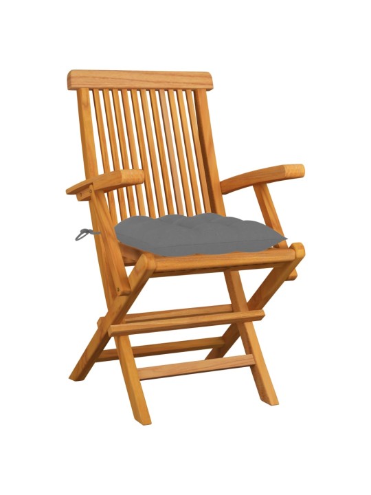 Zahradní židle s šedými poduškami 6 ks masivní teak