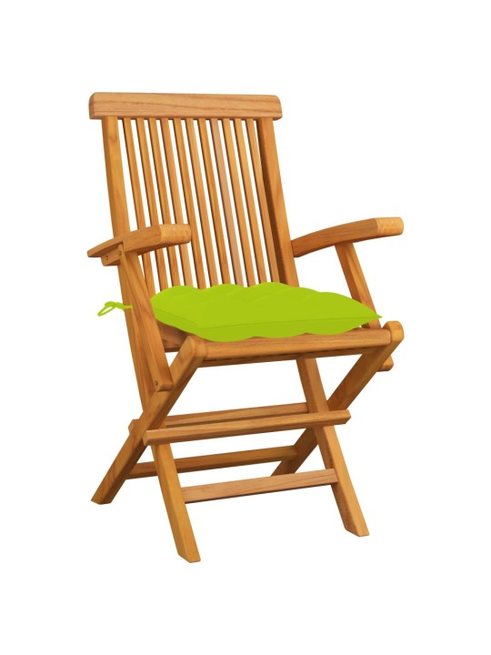 Zahradní židle s jasně zelenými poduškami 6 ks masivní teak