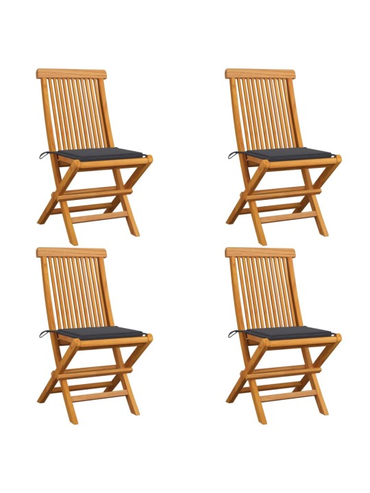 Zahradní židle s antracitovými poduškami 4 ks masivní teak
