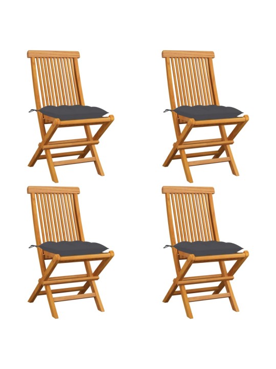 Zahradní židle s antracitovými poduškami 4 ks masivní teak