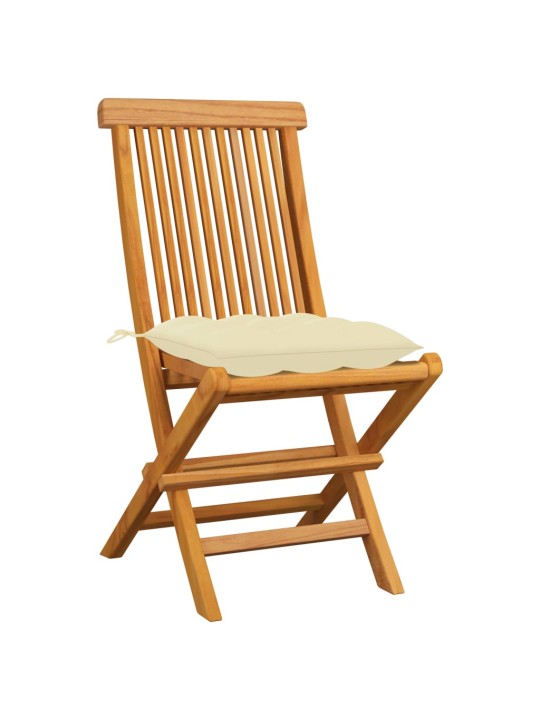 Zahradní židle s krémově bílými poduškami 4 ks masivní teak