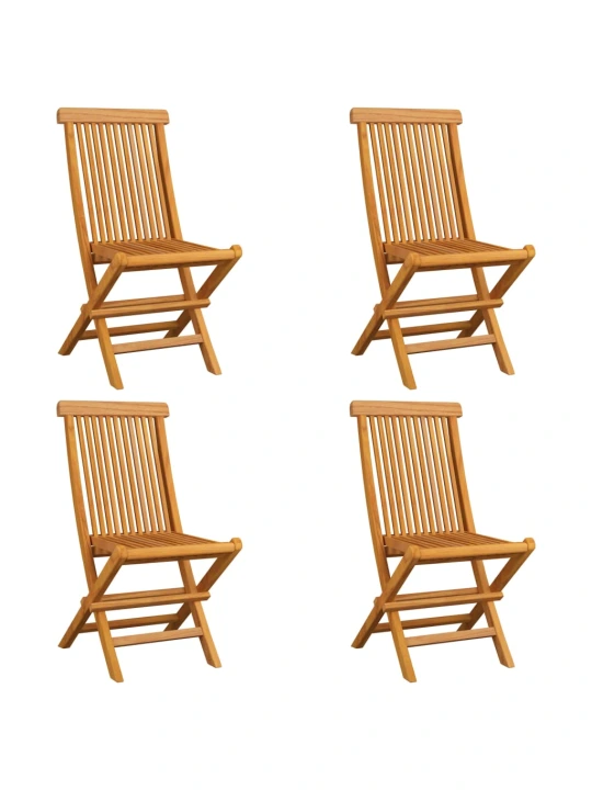 Zahradní židle s béžovými poduškami 4 ks masivní teak