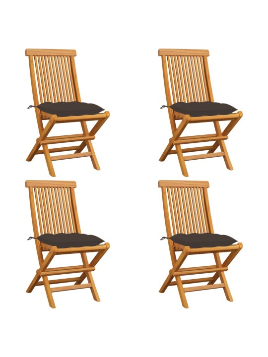 Zahradní židle s taupe poduškami 4 ks masivní teak