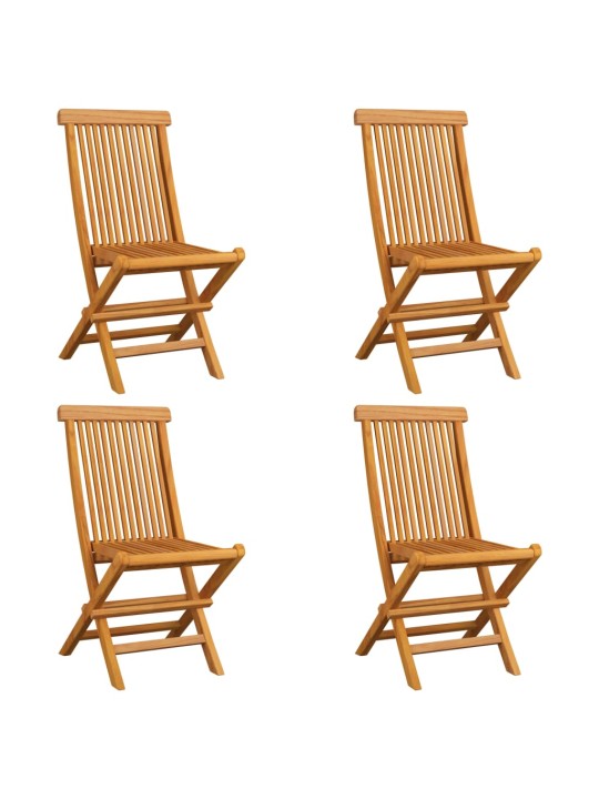 Zahradní židle s modrými poduškami 4 ks masivní teak