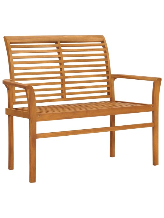 Zahradní lavice s šedou poduškou 112 cm masivní teak