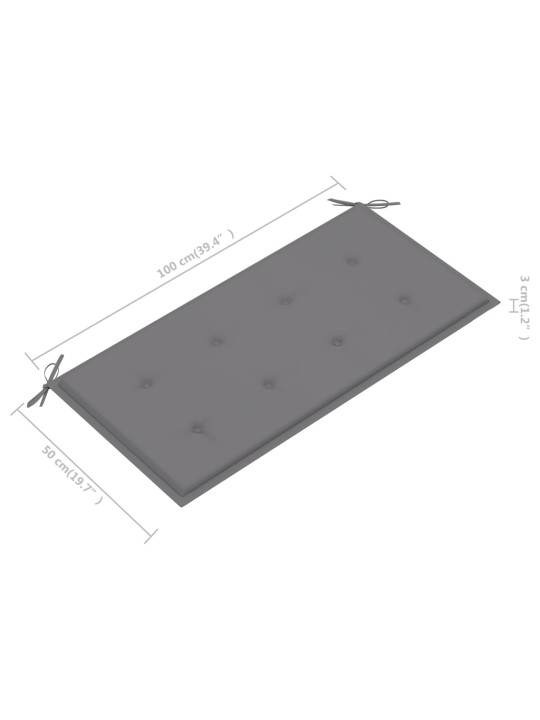 Zahradní lavice s šedou poduškou 112 cm masivní teak