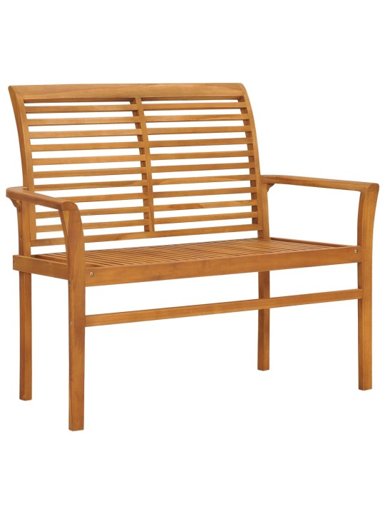 Zahradní lavice s krémovou poduškou 112 cm masivní teak