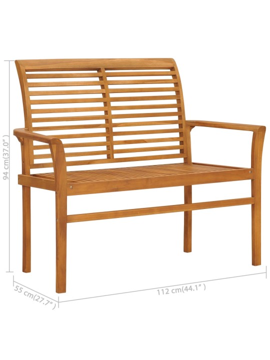 Zahradní lavice s krémovou poduškou 112 cm masivní teak
