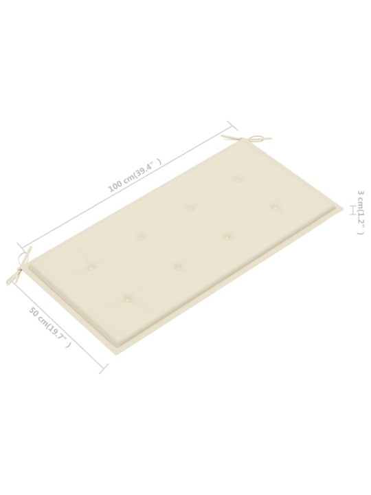 Zahradní lavice s krémovou poduškou 112 cm masivní teak
