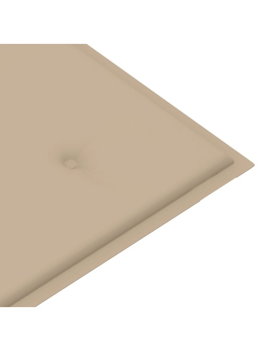 Zahradní lavice s béžovou poduškou 112 cm masivní teak