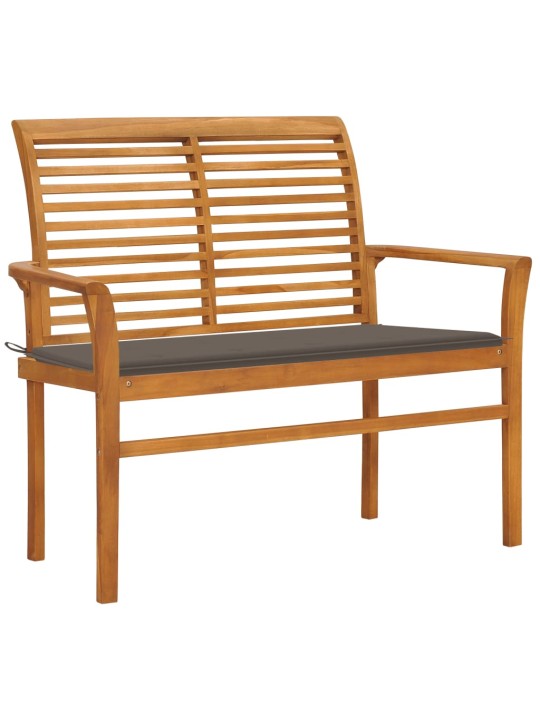 Zahradní lavice s taupe poduškou 112 cm masivní teak
