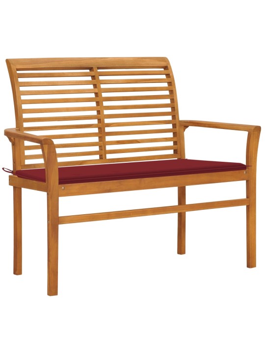 Zahradní lavice s vínovou poduškou 112 cm masivní teak