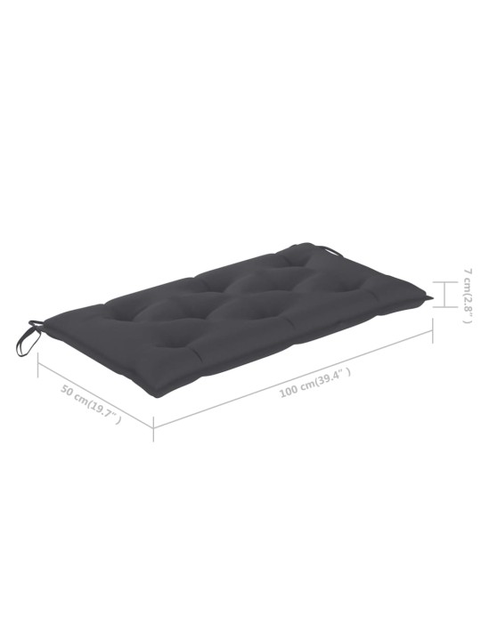 Zahradní lavice s antracitovou poduškou 112 cm masivní teak
