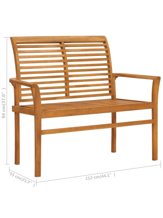 Zahradní lavice s antracitovou poduškou 112 cm masivní teak