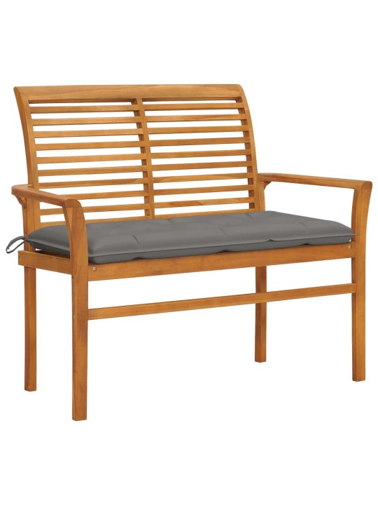 Zahradní lavice s šedou poduškou 112 cm masivní teak