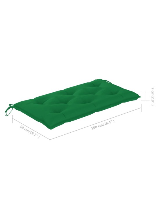 Zahradní lavice se zelenou poduškou 112 cm masivní teak