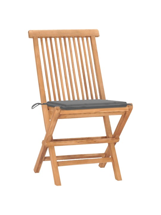 3dílný skládací zahradní jídelní set s poduškou masivní teak