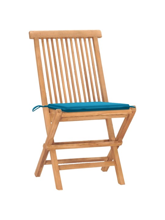 3dílný skládací zahradní jídelní set s poduškou masivní teak