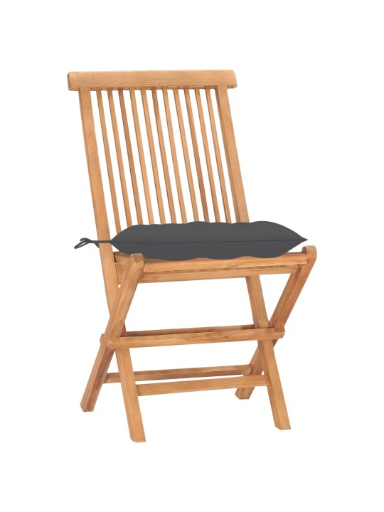 3dílný skládací zahradní jídelní set s poduškou masivní teak