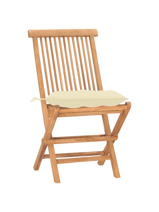 3dílný skládací zahradní jídelní set s poduškou masivní teak