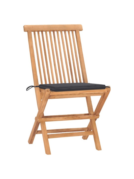 3dílný skládací zahradní jídelní set s poduškou masivní teak