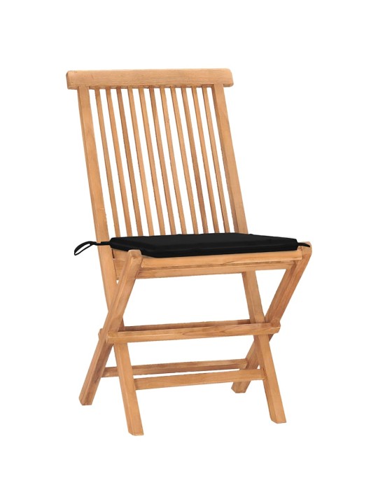 3dílný skládací zahradní jídelní set s poduškou masivní teak