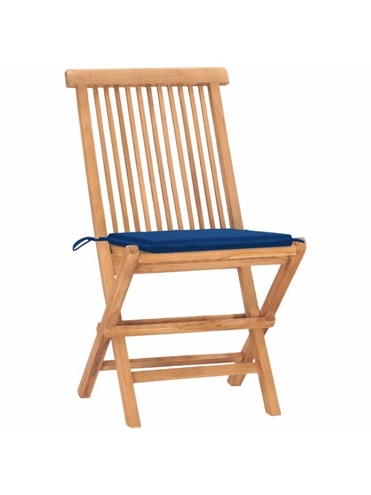 3dílný skládací zahradní jídelní set s poduškou masivní teak