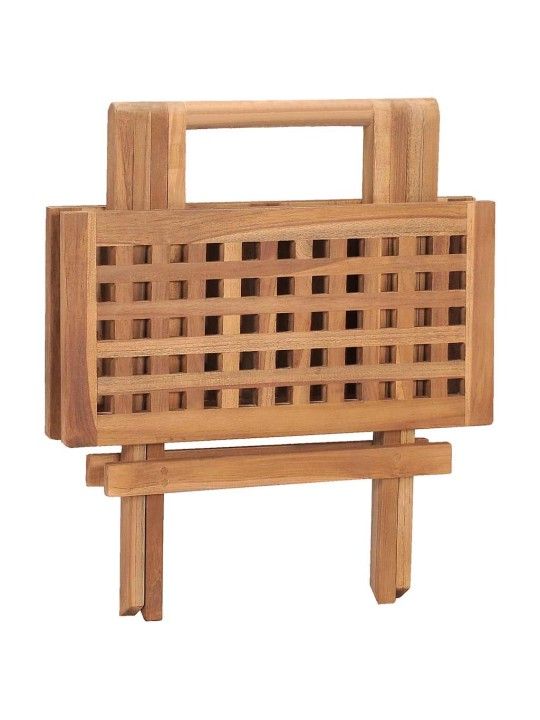 3dílný skládací zahradní jídelní set s poduškou masivní teak