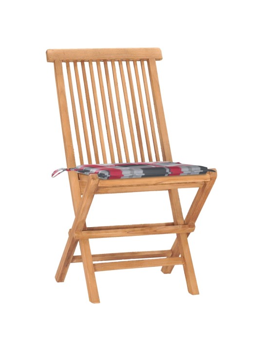 3dílný skládací zahradní jídelní set s poduškou masivní teak