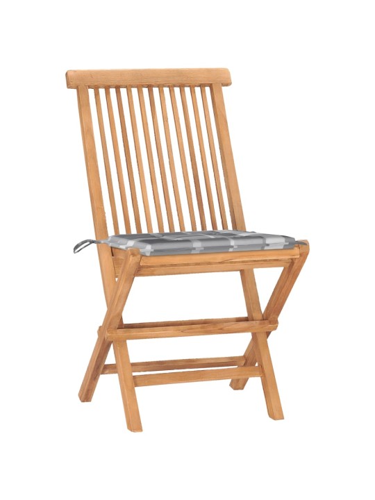 3dílný skládací zahradní jídelní set s poduškou masivní teak