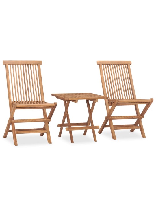 3dílný skládací zahradní jídelní set s poduškou masivní teak