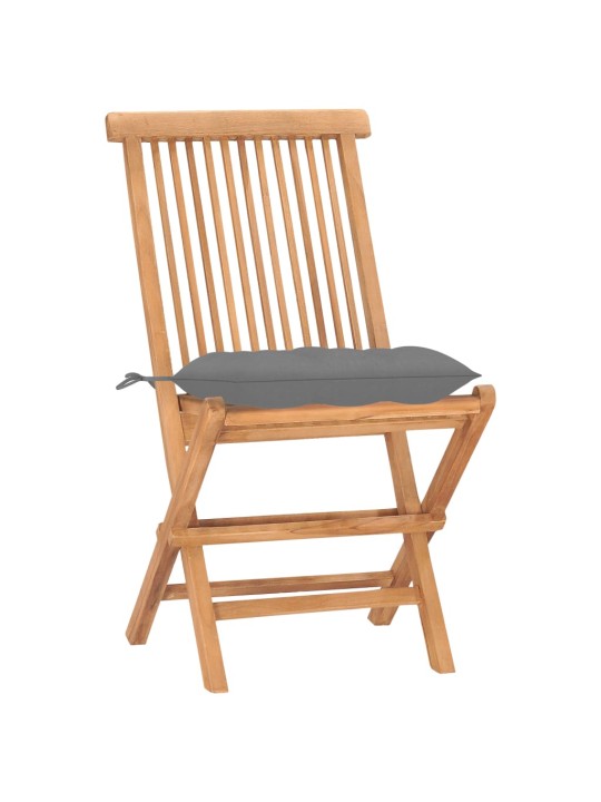 3dílný skládací zahradní jídelní set s poduškou masivní teak