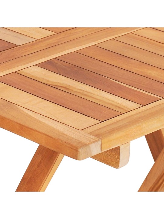 3dílný bistro set se šedými poduškami masivní teakové dřevo