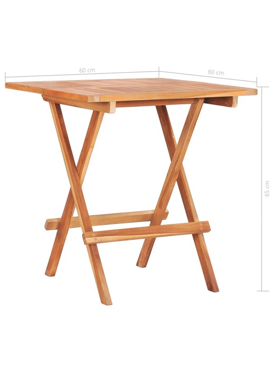 3dílný bistro set s červenými károvanými poduškami masivní teak
